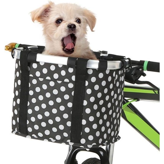 Panier de vélo pliant Petit sac de transport pour chien de chat pour animaux de compagnie Sacoche de guidon de vélo amovible Panie