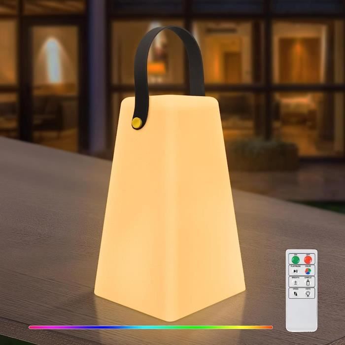 Lampe De Table LED IROO Pour Extérieur - 8 Couleurs RVB, Blanc Chaud, Télécommande, Rechargeable USB, étanche, Avec Poignée