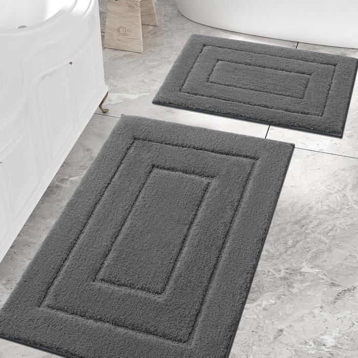 Tapis de salle de bain en chenille Homaxy - Antidérapant - À poils longs - Lavable - Doux et