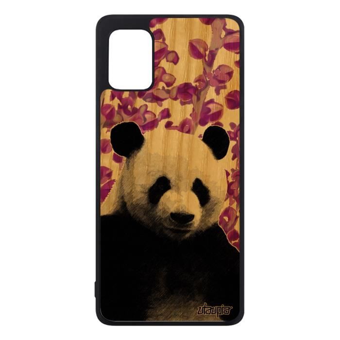 كيلو هيل Coque en bois A31 silicone panda ecolo ours antichoc ecologie ...