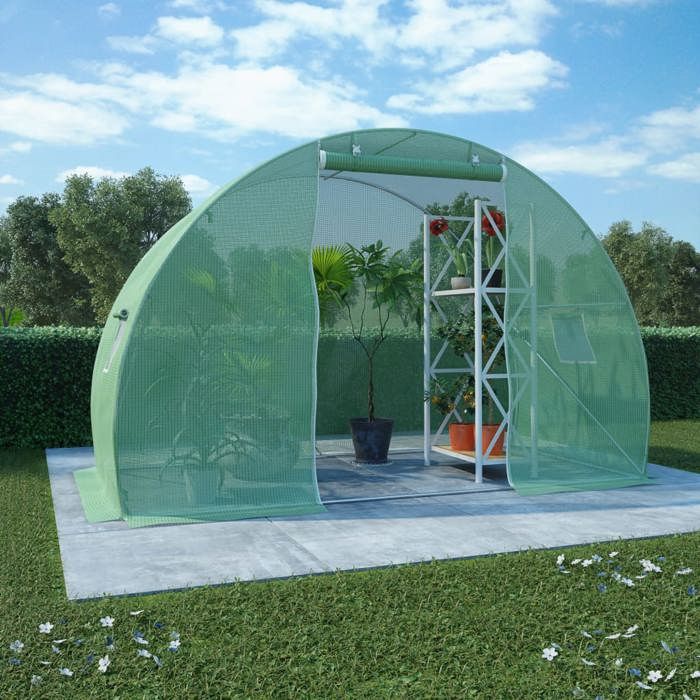 Vidaxl Serre 300x150x200 cm Vert Acier Galvanisé Serre de Jardin Abris Légumes 45533