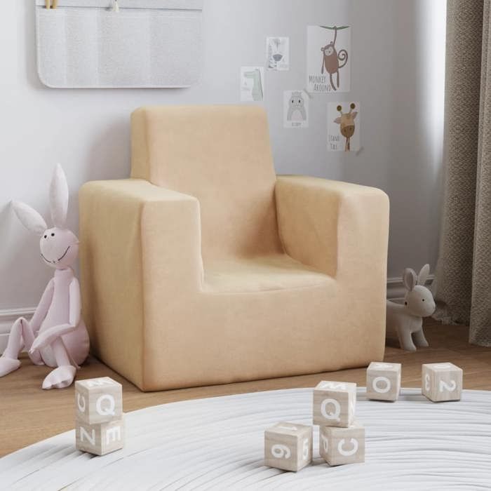 vidaXL Canapé pour Enfants Mini Canapé Fauteuil Tout-Petits Meuble de Chambre à Coucher pour Enfants Maison Intérieur Crème 341836