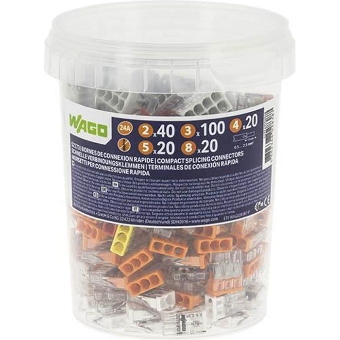 WAGO - Pot de 200 bornes de connexion automatique S2273 2,3,4,5, et 8 entrées