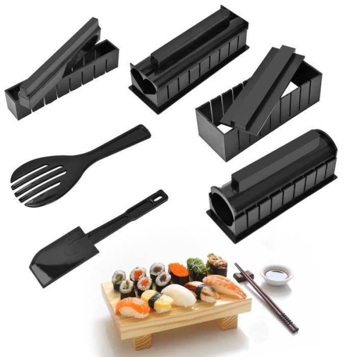 Kit Sushi Maker Virklyee 17 Pièces - Moules à Sushi, Rouleau Bambou, Baguettes, Assiettes - Pour Faire Des Sushis Maison Facilement