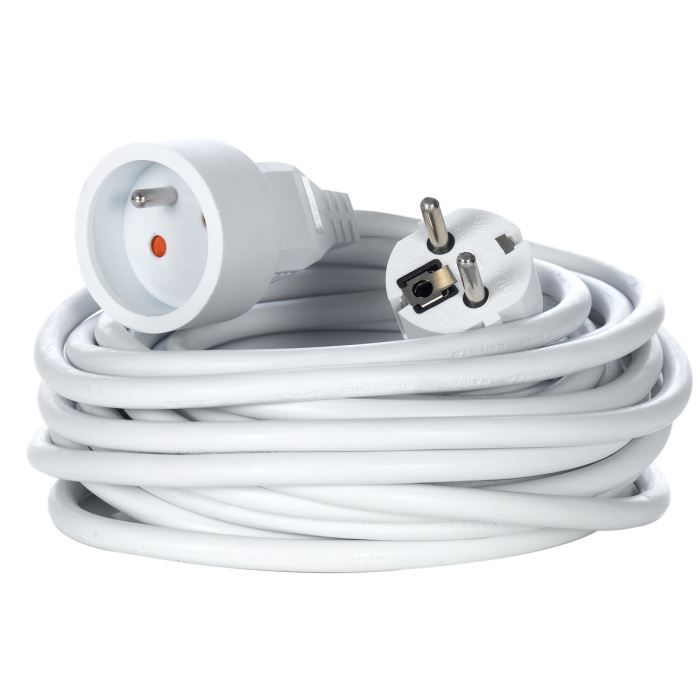 Rallonge électrique 10 mètres BLANC Blanc