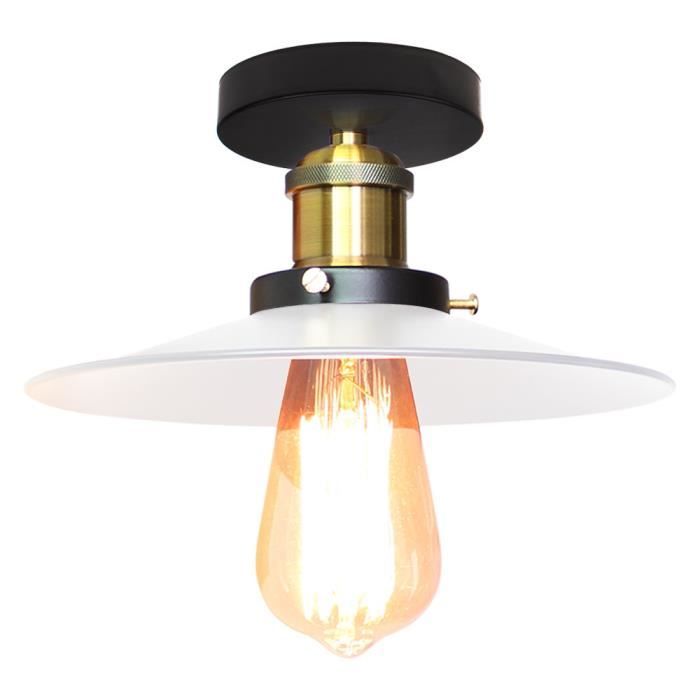UNI Plafonnier Industrielle E27 26cm Blanc Lustre Luminaire pour Couloir Salon Chambre