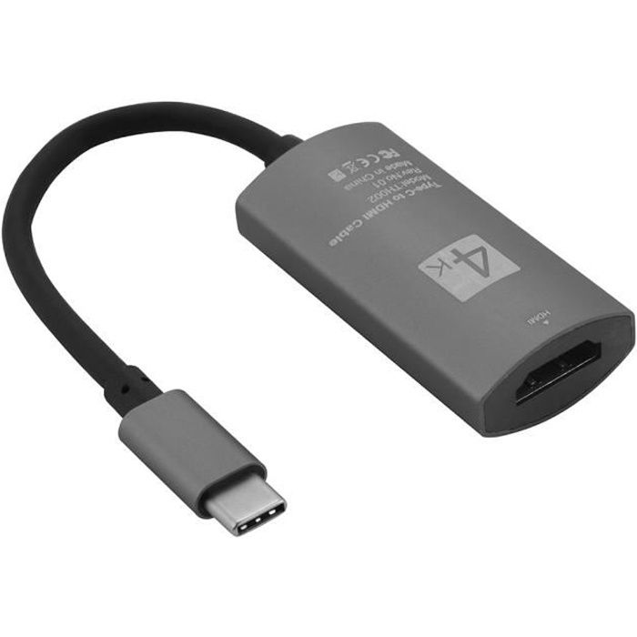 Connecteur Type C M/âle vers HDMI Noir 4K//60HZ Inateck HDMI Adaptateur USB C vers HDMI en Aluminium Femelle