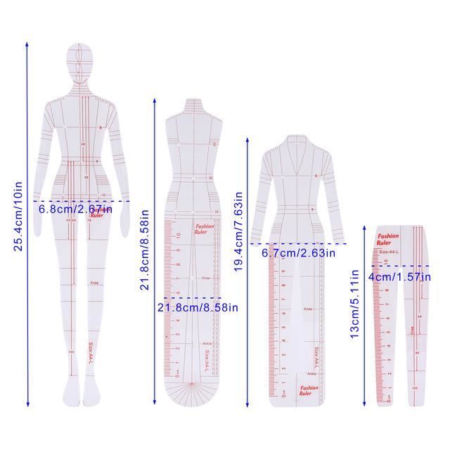 Ensemble De 9 Règles De Couture Courbes - Kit Complet Pour Patronnage Et Modélisme Vêtements