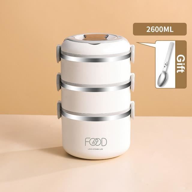 Boîte à Lunch Empilable Bento Avec Compartiments - Idéale Bureau, école, Pique-nique - Capacité 1000 Ml - 3
