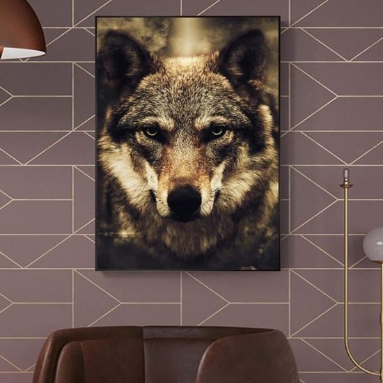 Cadre Photo Loup Superbe - 24x19x4cm, Neuf Avec Emballage Promo