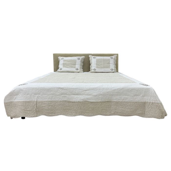 Couvre-lit Boutis Peaceland + Taies Assorties - 100% Coton - Design Moderne