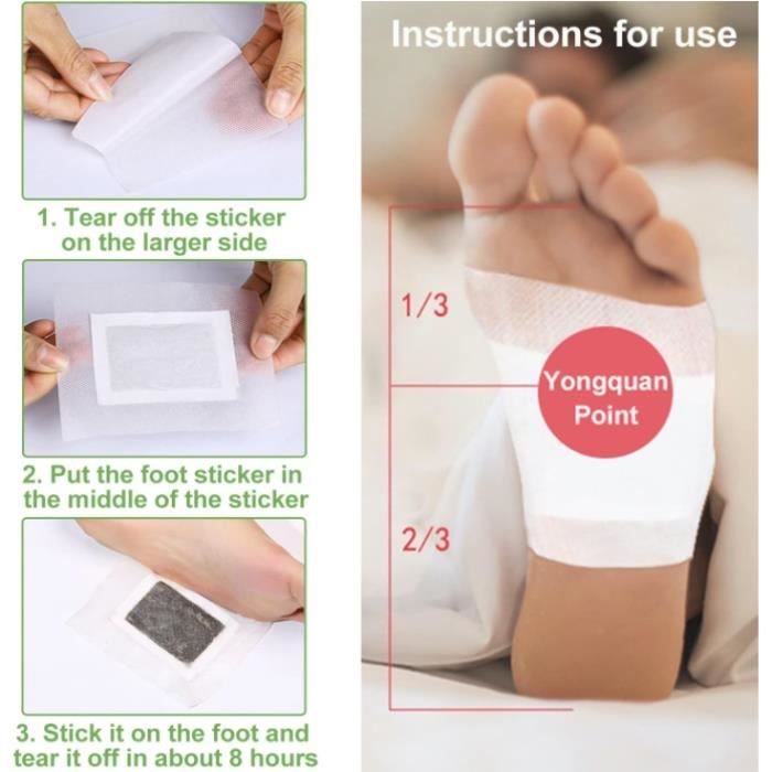 100 Patches Détox Pieds Aux Herbes Naturelles - Coussins Blancs - Neuf