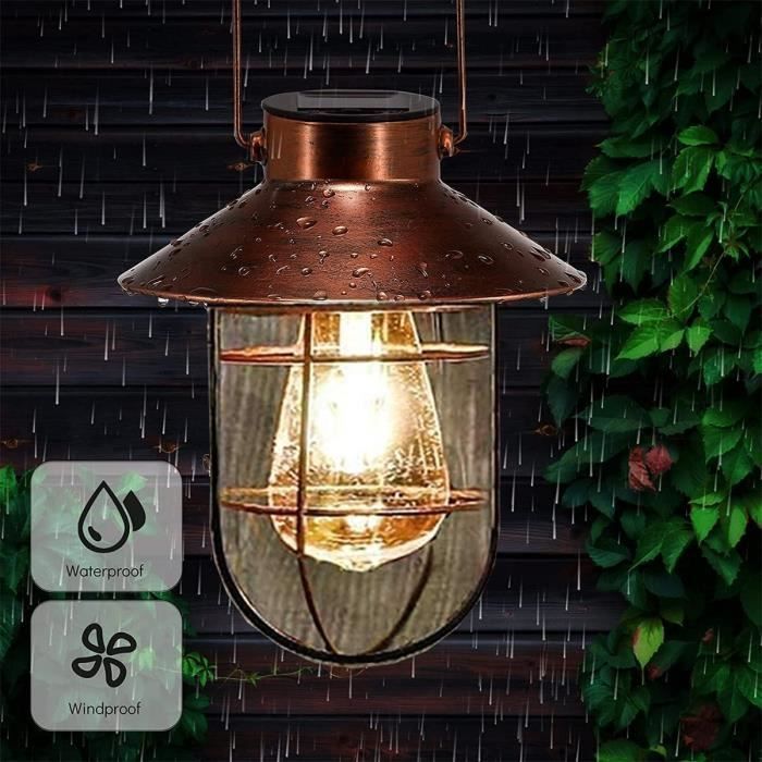 Lanterne solaire LED en métal, lanterne creuse suspendue pour l'extérieur,  lampe de projection en forme de boule et de fleur de pivoine, étanche IP55