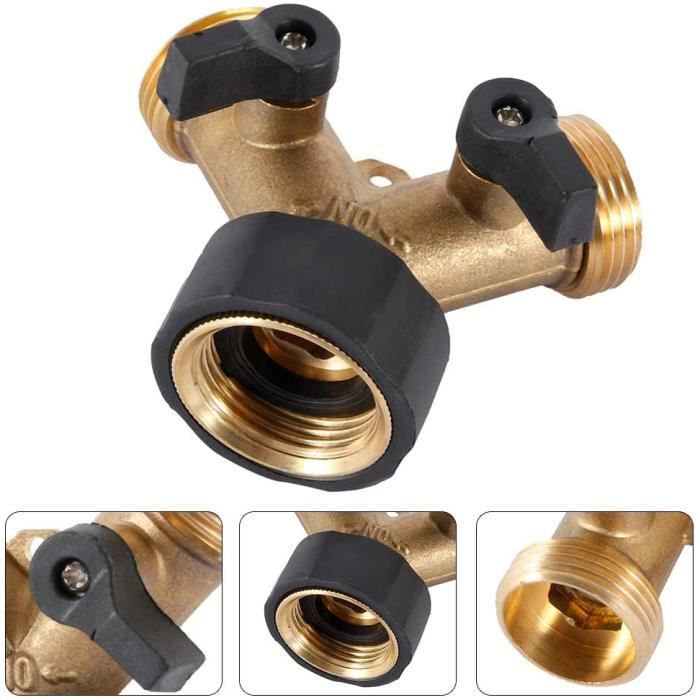 Collecteur en laiton, 3/4 « Robinet Y Splitter Brass Manifold Bidirectionnel  Machine à laver Connecteur de tuyau