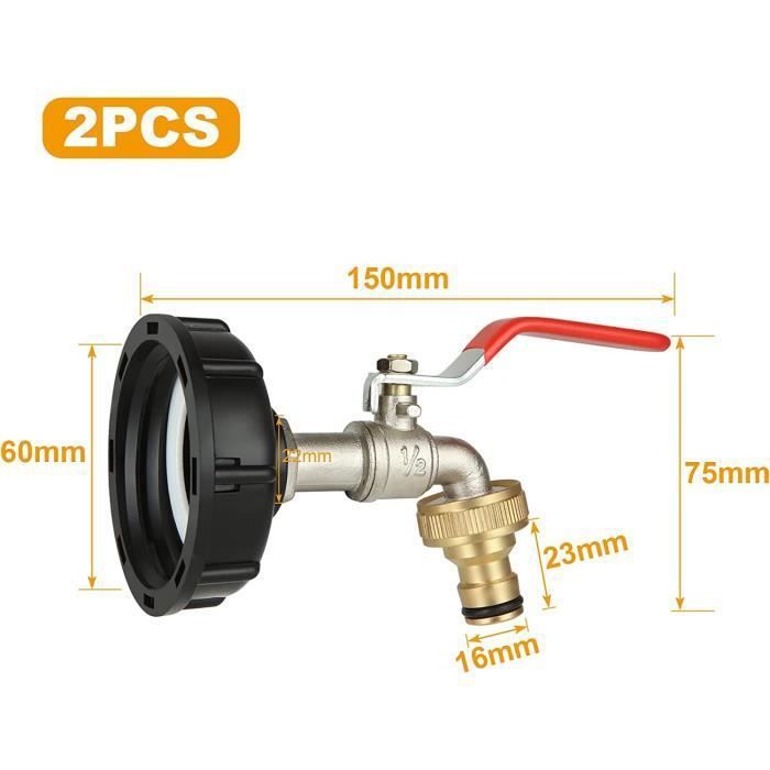 Raccord Cuve 1000 Litres GOYADA Lot De 2 Adaptateur De Réservor BC, Robnet Cuve 1000L Robinet Cuve 1000l Plastique