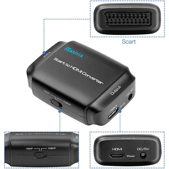 KUYIA Convertisseur péritel vers HDMI avec câble péritel