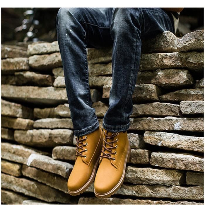 Bottines de sécurité pour femmes CUSSELEN Embout acier Hauteur de  tige haute Talon carré Jaune et noir