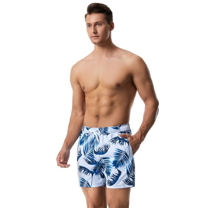 Short De Bain Homme Imprimé Feuilles De Cannabis – Séchage Rapide, Doublure Maille | Pour Plage, Surf, Sport Aquatique | Taille élastique Avec Cordon
