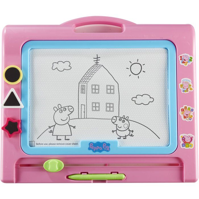 Ardoise Magique Peppa Pig – Multicolore – 3 Tampons Magnétiques + Stylet – Lexibook – Bleu/Jaune