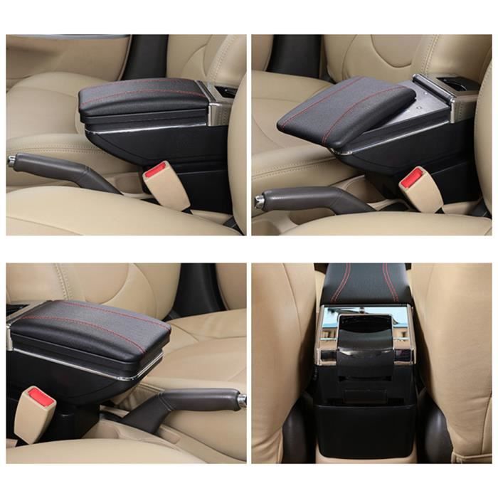 Accoudoir Console Centrale Universel Pour Peugeot 306 307 308 4008 - Réglable, Coulissant, Cuir Simili, Noir, Neuf