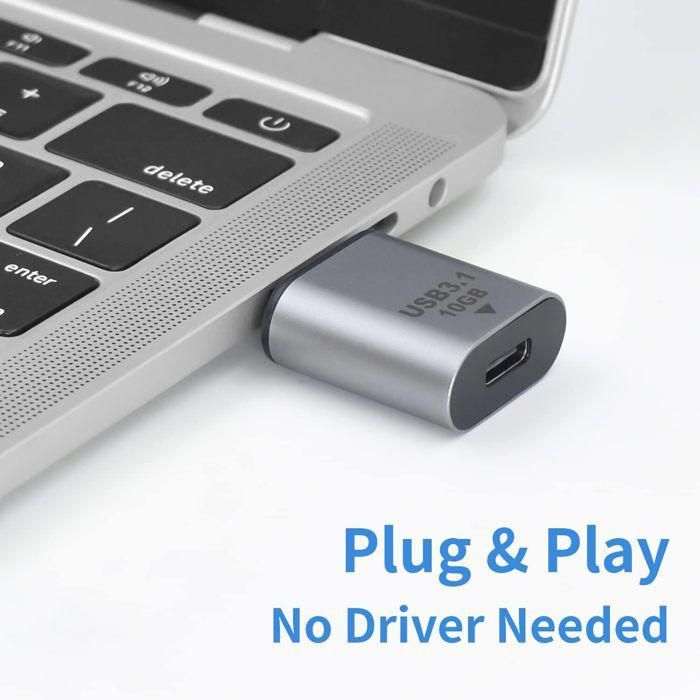 Adaptateur USB-C 40 Gbit/s Femelle Vers Mâle - Charge 100W, Transfert Données Rapide, Aluminium