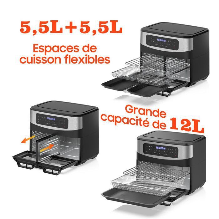 Iceagle Airfryer XL 5,5 L - Airfryer Met Kijkvenster | Friteuse Zonder Olie Intuitief Led Display 5 Programmas Instelbare Temperatuur 1500 W Recepten