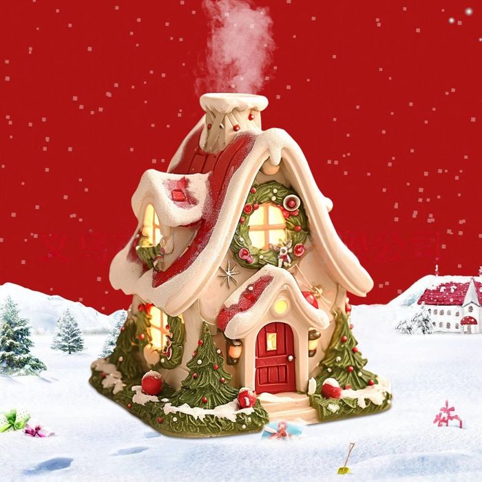 Porte-encens Cabane De Noël En Résine - Brûleur D'encens Décoratif Avec Pinces Et Cônes Inclus - Décoration Festive