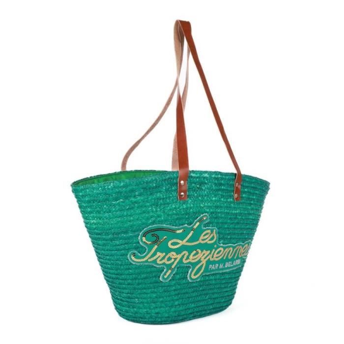 Panier de plage LES TROPEZIENNES Milos emeraude TZ MIL01 DARKGREEN Cdiscount Bagagerie Maroquinerie