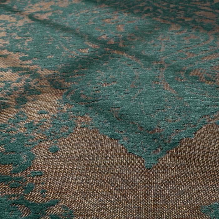 Grand Tapis Patchwork Vintage 240x168 Cm - Laine Nouée Main - Overdyed Turquoise/rouge/violet