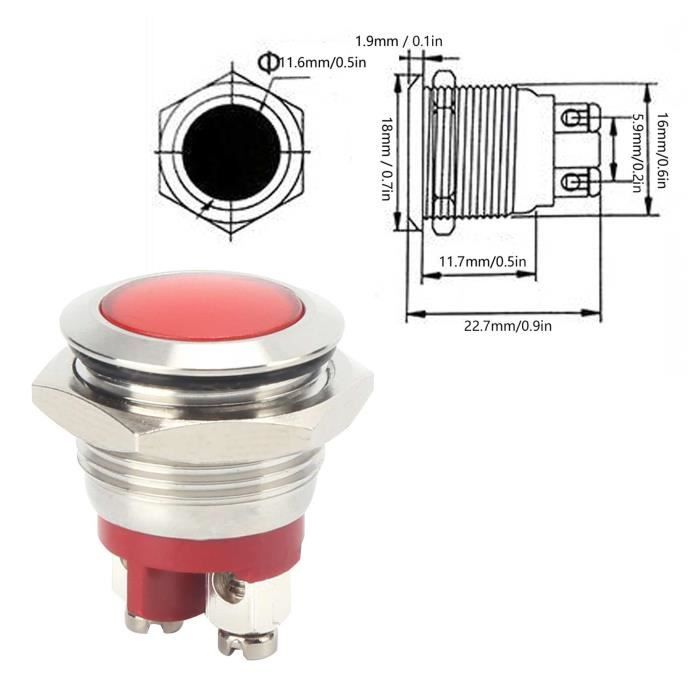 Indicateur Métallique LED 6 Mm, étanche IP66, Signal Lumineux pour Voiture, Camion, Bateau, avec Fil 6 V (rouge Indicateur Métallique LED 6 Mm, étanche IP66, Signal Lumineux pour Voiture, Camion, Bateau, avec Fil 6 V (rouge