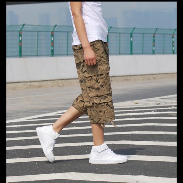 Short Cargo Homme Camouflage - Coton, Multi-poches, Manchette Réglable - Pour Extérieur, Travail, été - New Front