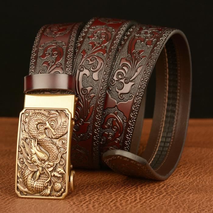 Couleur Boucle dor e noir Hommes ceinture en cuir v ritable or