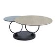Table basse avec plateaux pivotants - Céramique, verre trempé fumé et métal - Noir et naturel - JOLINE de Maison Céphy-3