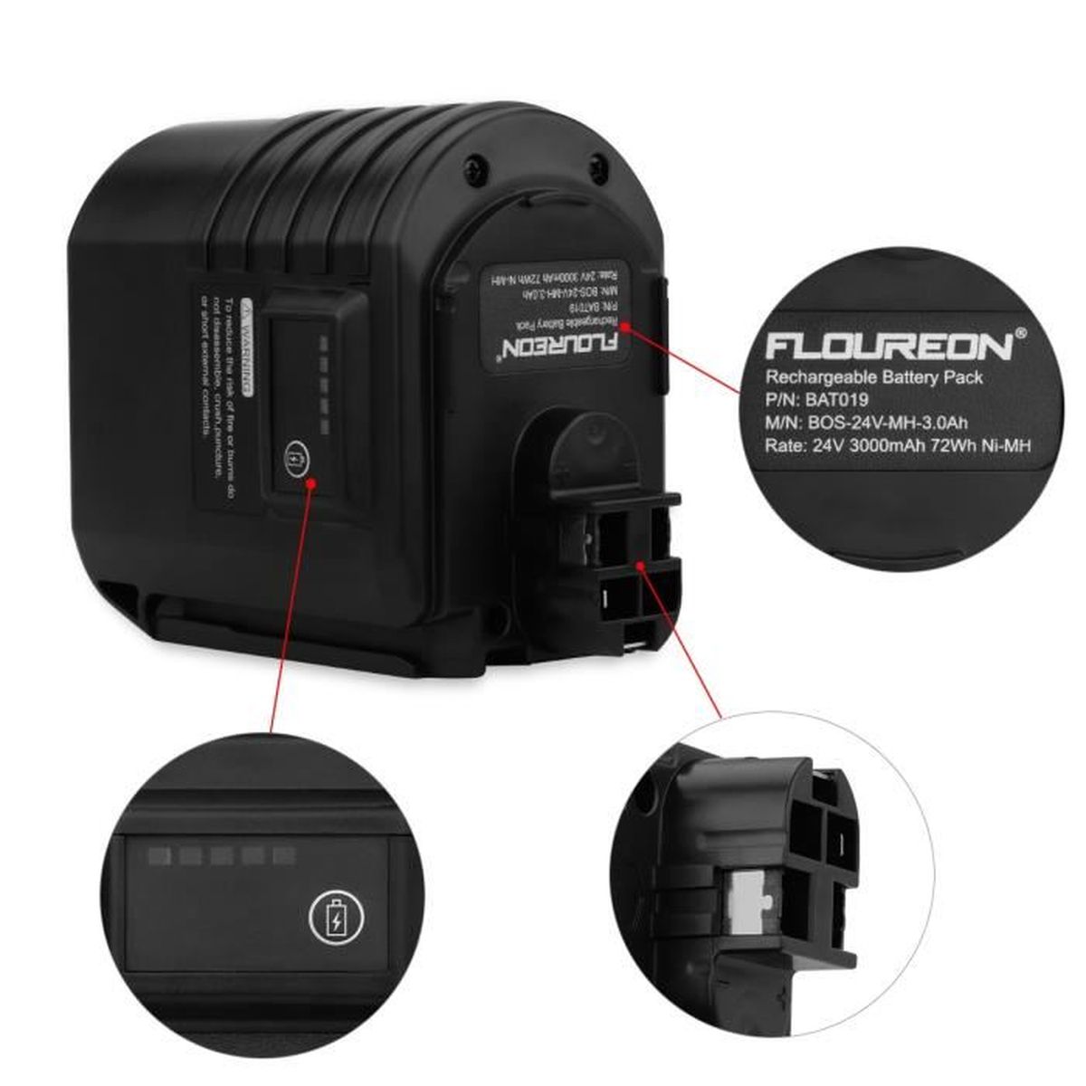 2x BATTERIE d/'outil 3000mAh 24V noir pour Bosch 11225VSRH GBH 24VFR GBH 24VRE