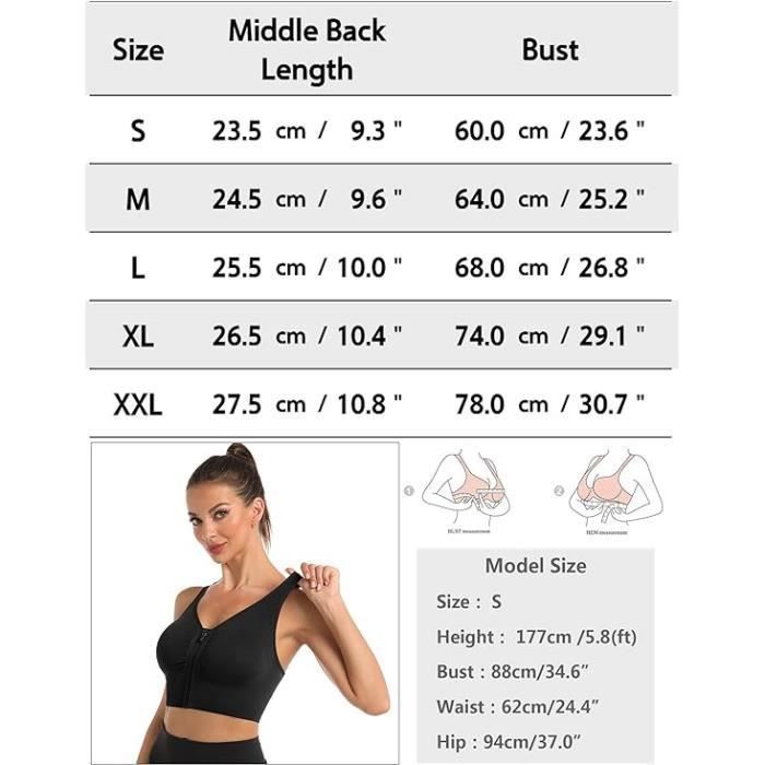 Soutien-Gorge De Sport Femme OUTUOSI - Zip Devant, Racerback, Coussinets Amovibles - Pour Yoga, Fitness, Course