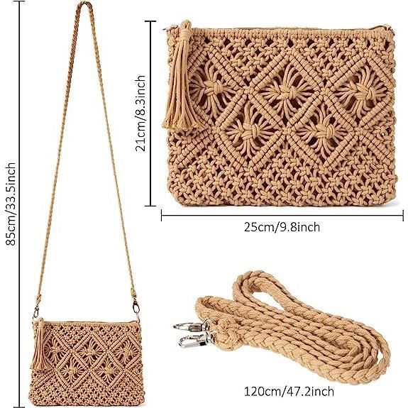 Sac à bandoulière en paille pour femme - n3708 - Beige - Style plage d Sac à bandoulière en paille pour femme - n3708 - Beige - Style plage d