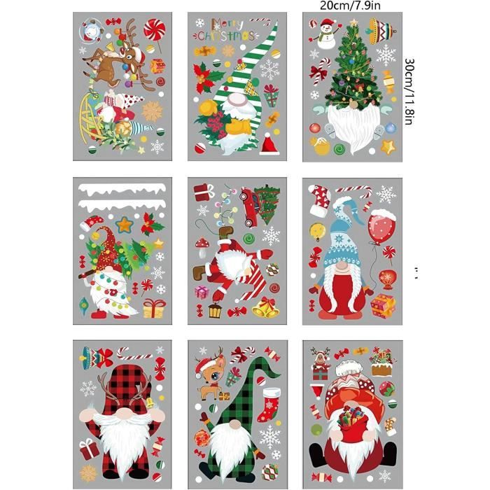 1 Lot De 9 Autocollants Décoratifs Pour Fenêtre 3020 Cm Motif Père Noël