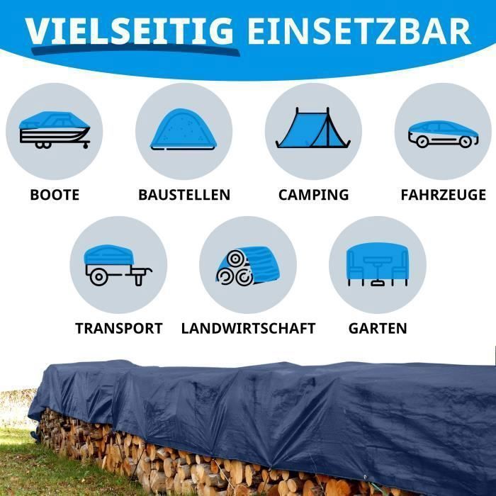 Bâche de protection 4x6m, 200g m² pe bâche étanche avec oeillets