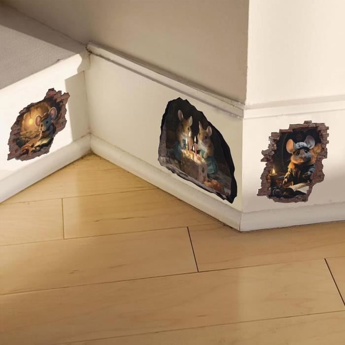 Trou De Souris Thème Sticker Mural Souris Lecture Sticker Mural Souris Pvc Décoration Murale