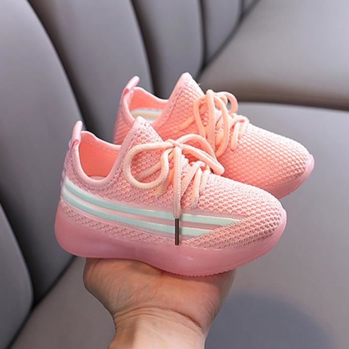 Tout-petit bébé enfants bébé filles maille respirant à lacets chaussures  souples baskets Rose Rose - Cdiscount Chaussures