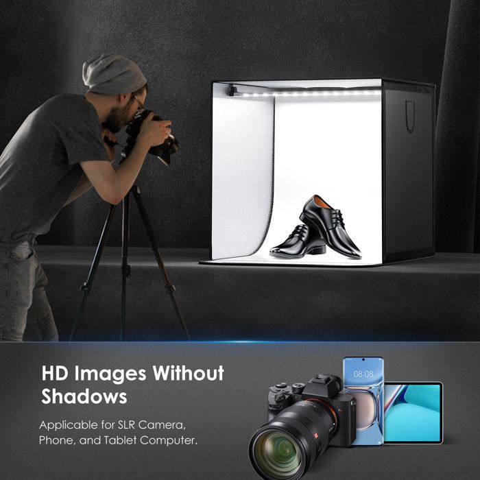 Tente à Lumière LED Pliable Pour Photographie De Produits - Mini Studio Portable Avec Toiles De Fond - Pour Bijoux, Petits Objets