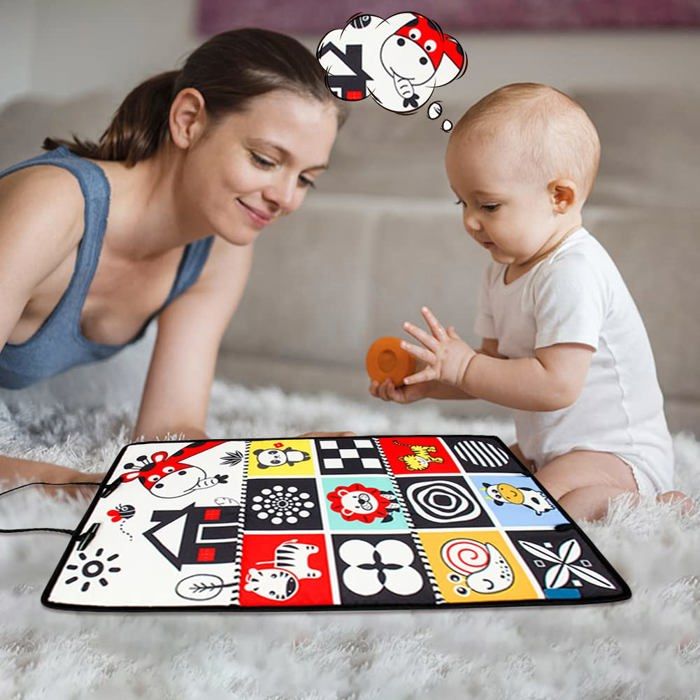 Miroir Bébé Éveil Montessori Pliable Noir Et Blanc Avec Livre Pétrissant – Jouet Sensoriel Éducatif Dès La Naissance