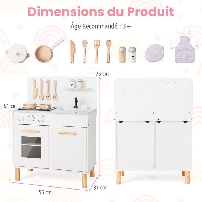 DREAMADE Cuisine d'Angle Enfants Jeu d'Imitation avec Four Cuisinière Evier Robinet Hotte DREAMADE Cuisine d'Angle Enfants Jeu d'Imitation avec Four Cuisinière Evier Robinet Hotte