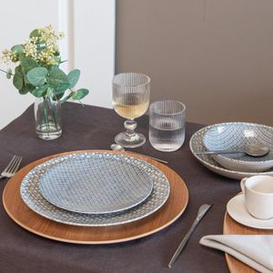 Service Carre Service De Table 18 Pièces Porland - Porcelaine Blanche Ondulée - Pour 6 Personnes - Compatible Micro-ondes Et Lave-vaisselle Assiettes 18 Pieces