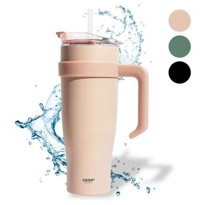 Mug Isotherme 1,2L Avec Poignée Et Paille | Bouteille D'Eau Isotherme En Acier Inoxydable | Gourde Thermique Double Parois | Café Ou Thé Chaud Ou