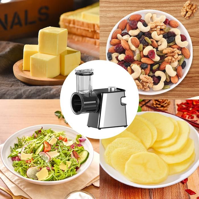 SOKANY Râpe Électrique 1000W - Hachoir Multifonction 5 Cônes Inox Pour Légumes, Fromage, Chocolat