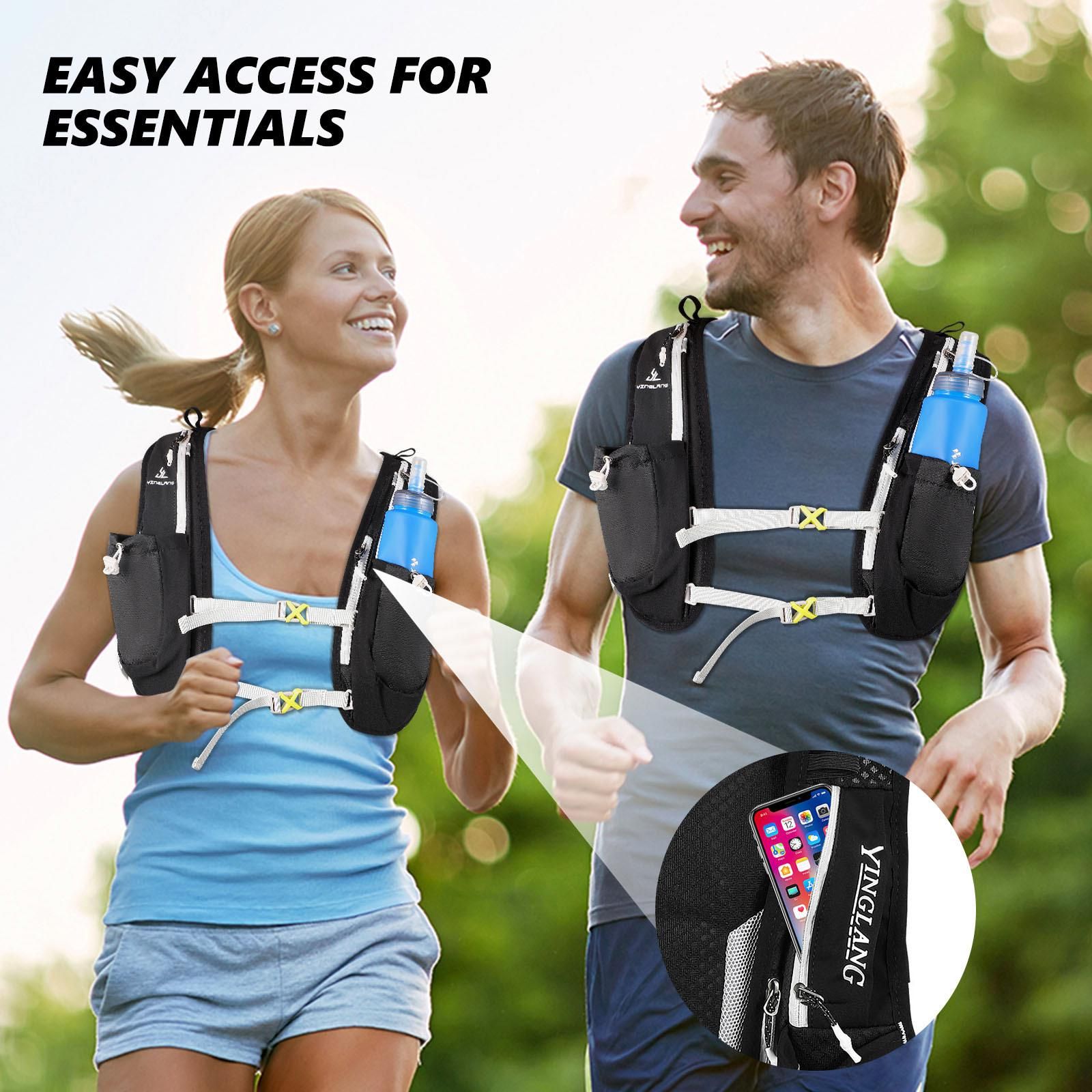 Sac à Dos Gilet De Trail Running 12L – Léger, Avec 2 Bouteilles Souples De 500 Ml Et Poches Intelligentes