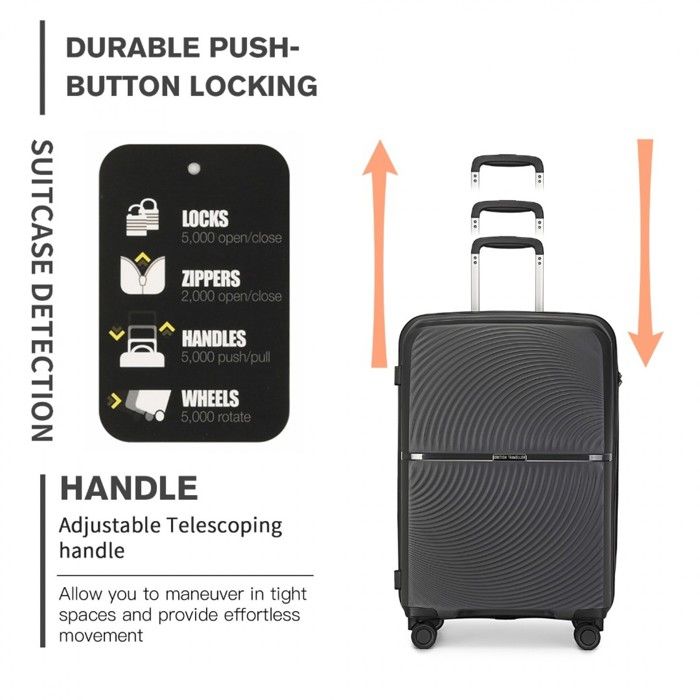 British Traveller Valise Moyenne Soute 64 Cm - Rigide ABS+PC Ultra Légère - 4 Roues 360° - Serrure TSA - Blanc - 57L Parfaite Pour Voyages 7-10 Jours