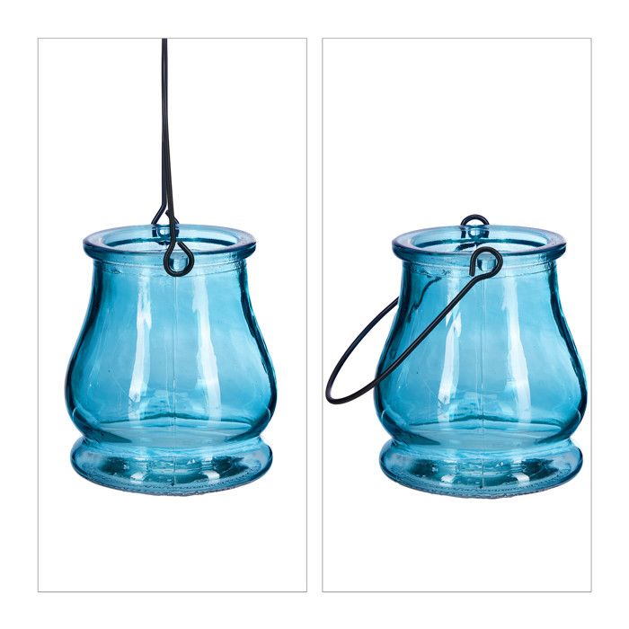 Photophores Suspendus Transparents - Lot De 12, Anse Argentée, H 9cm X D 8,5cm, Pour Intérieur Et Extérieur