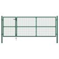🍞7786Portillon grillagé Portail de clôture-Porte de jardin Portillon Acier350x125 cm Vert-0